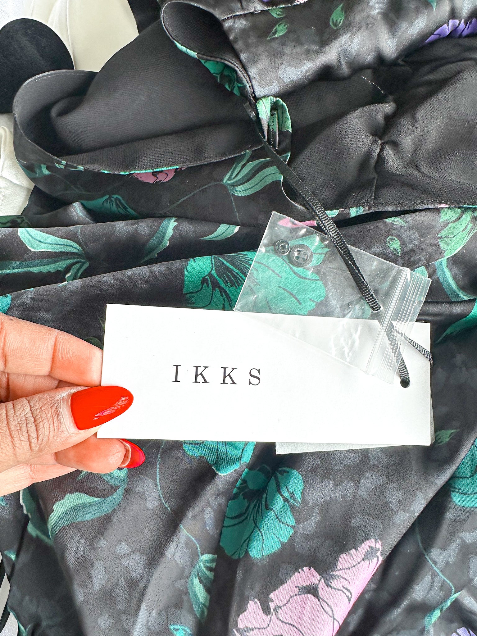 IKKS Floral Print Ruffle Detail Wrap Style Satin Dress - House Of Huntington