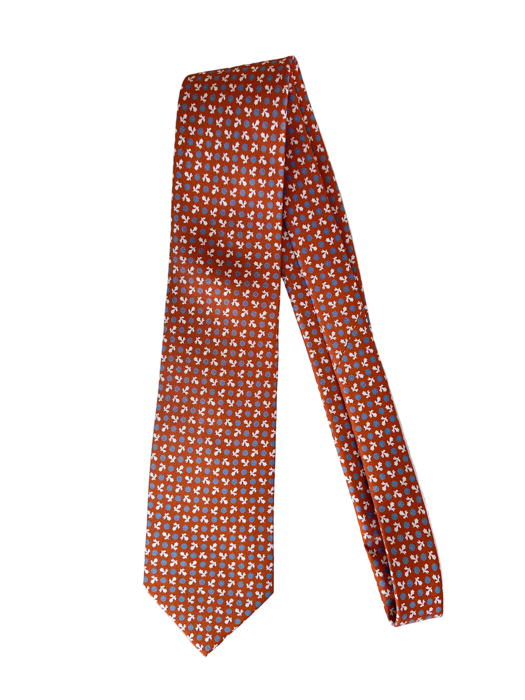 Drake's Seidenkrawatte mit geometrischem Blumenmuster in gebranntem Orange