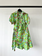 Never Fully Dressed Green Floral Wrap Style Forget Me Not Mini Dress - House Of Huntington