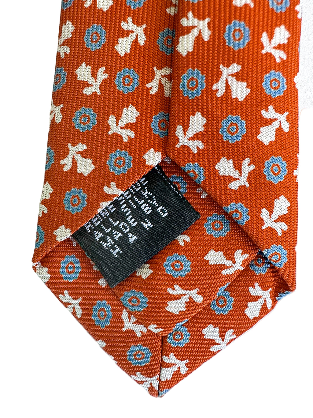 Drake's Seidenkrawatte mit geometrischem Blumenmuster in gebranntem Orange