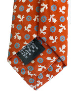 Drake's Seidenkrawatte mit geometrischem Blumenmuster in gebranntem Orange