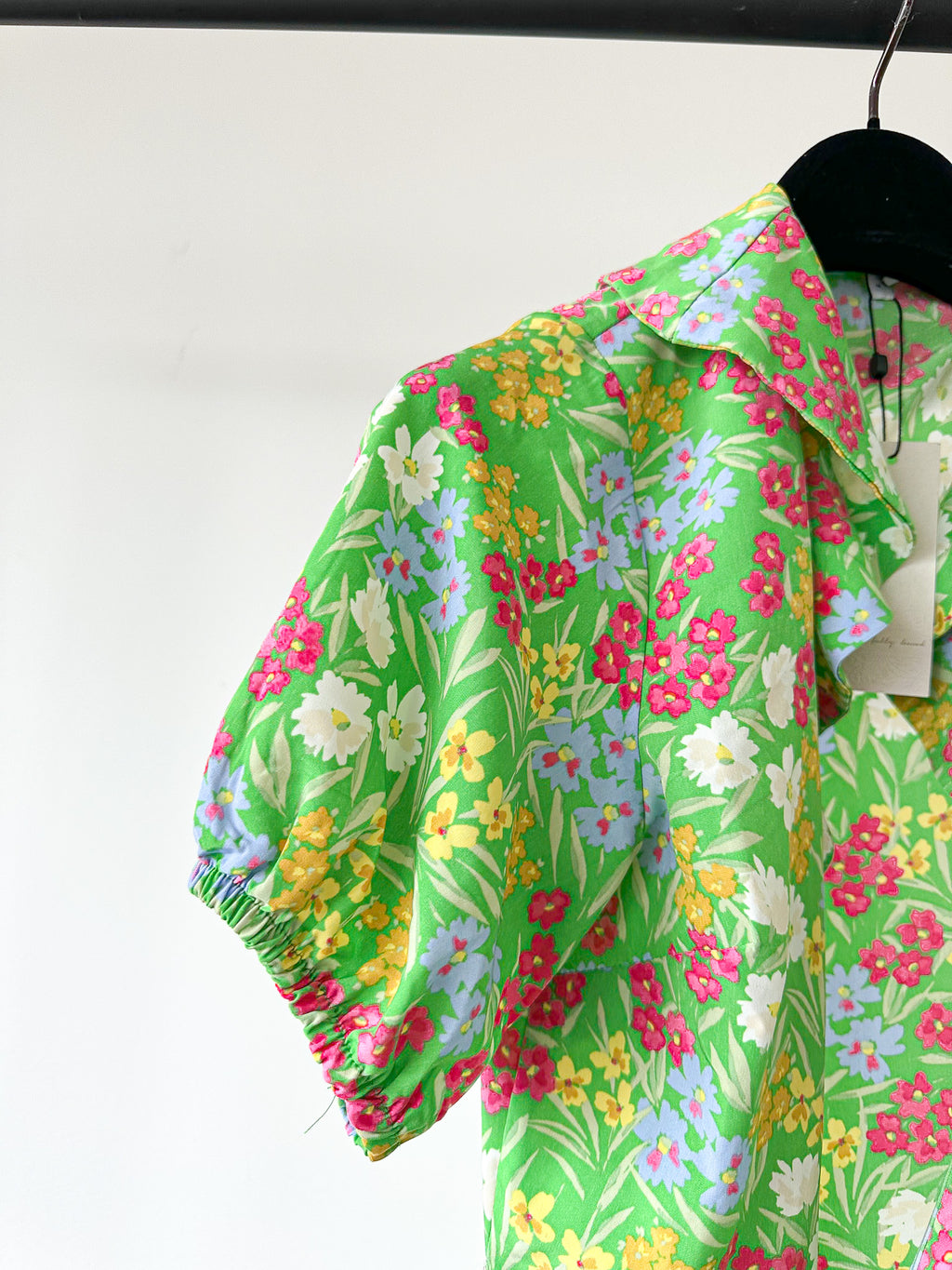 Never Fully Dressed Green Floral Wrap Style Forget Me Not Mini Dress - House Of Huntington