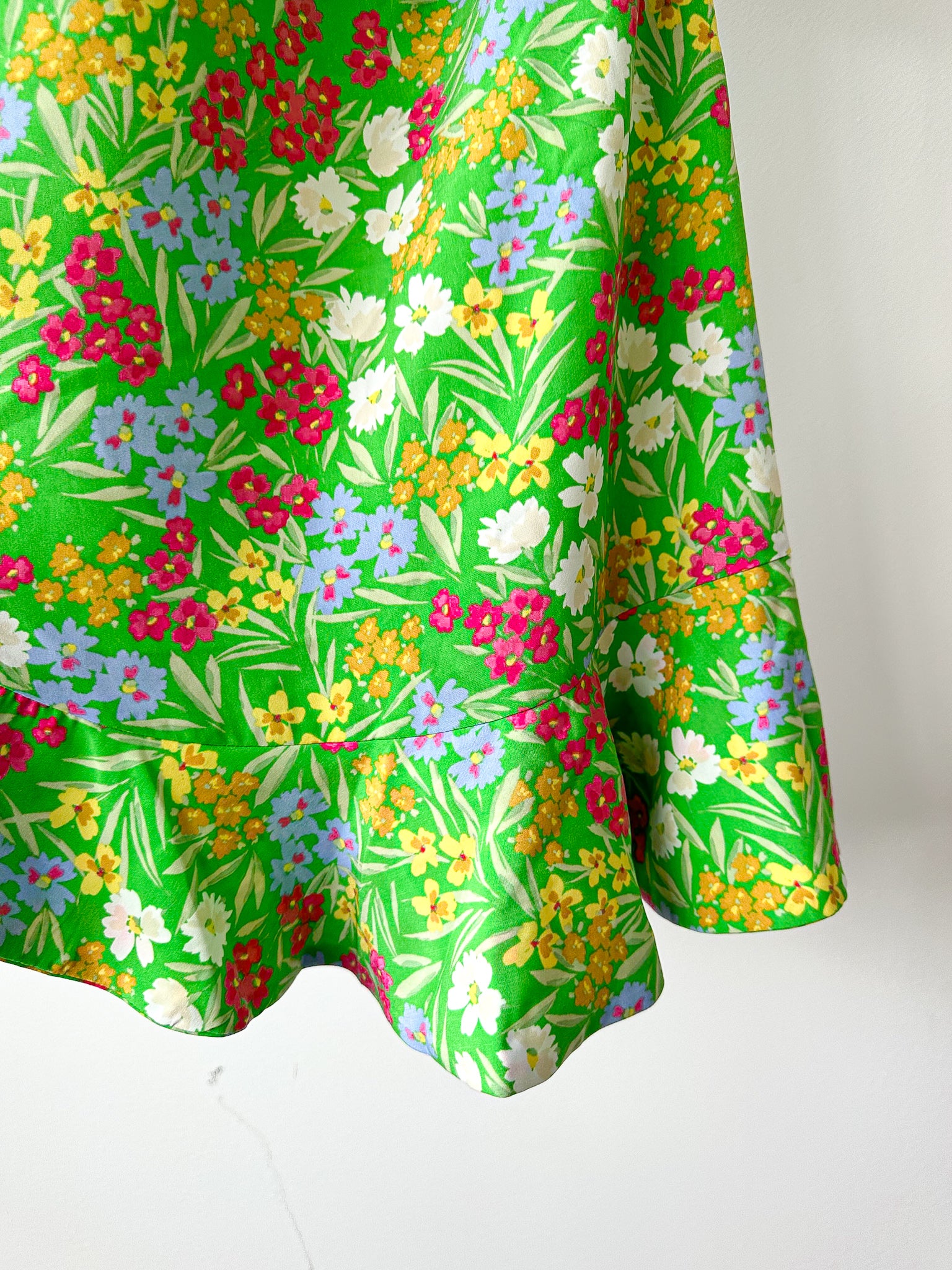 Never Fully Dressed Green Floral Wrap Style Forget Me Not Mini Dress - House Of Huntington