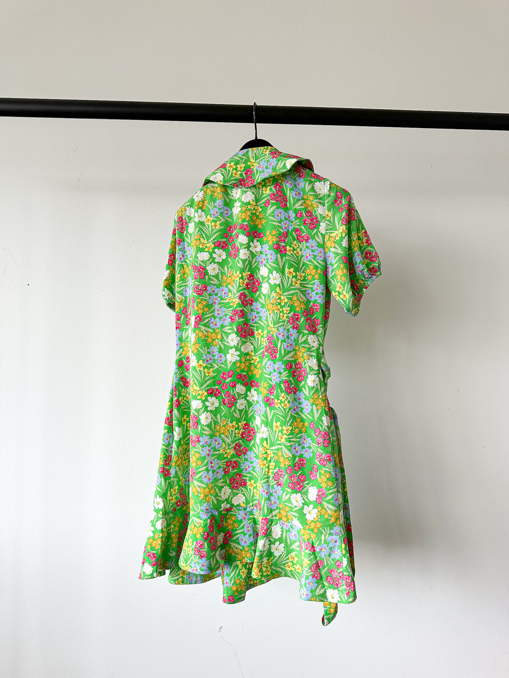 Never Fully Dressed Green Floral Wrap Style Forget Me Not Mini Dress - House Of Huntington