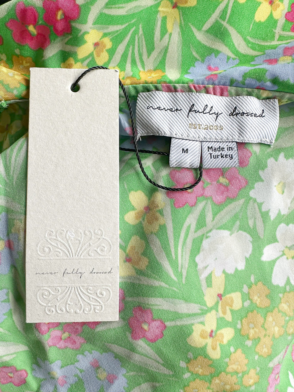 Never Fully Dressed Green Floral Wrap Style Forget Me Not Mini Dress - House Of Huntington