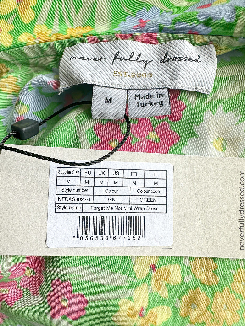 Never Fully Dressed Green Floral Wrap Style Forget Me Not Mini Dress - House Of Huntington