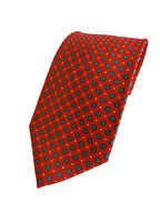 Drake's Red Daisy Floral Print Silk Tie
