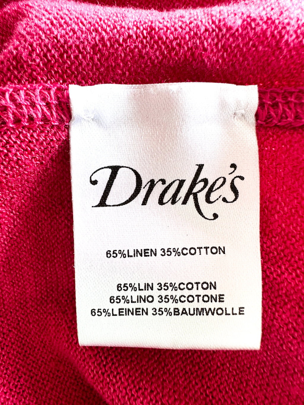 Drake's Linen Cotton Blend Lightweight Sweater In Pink