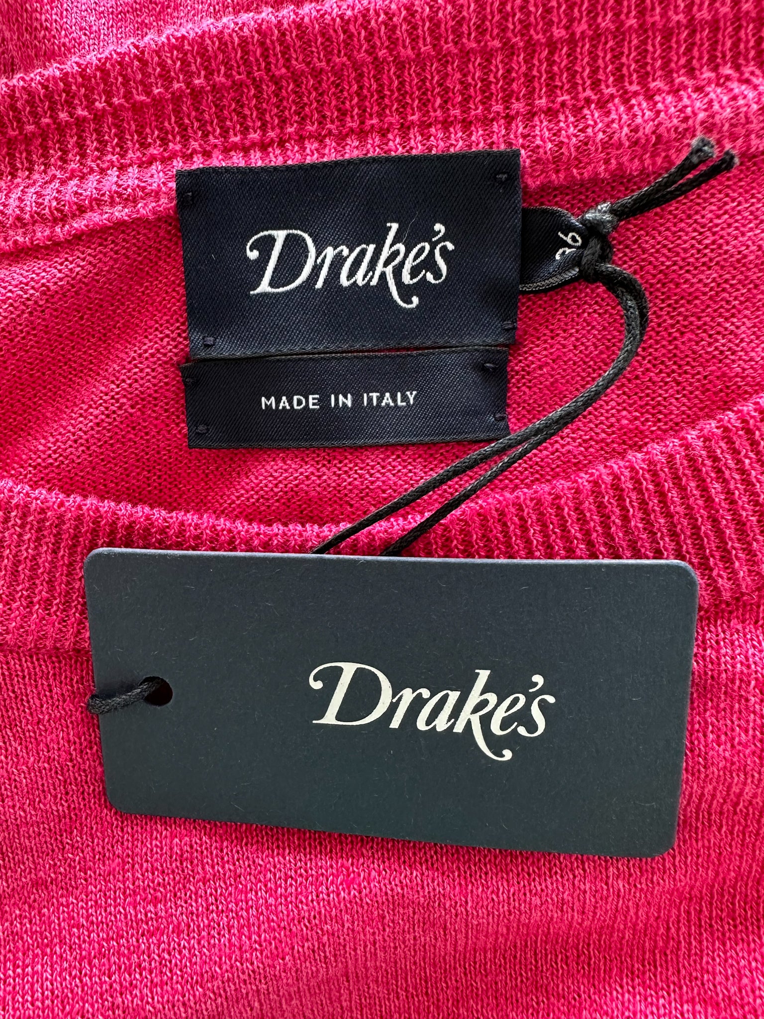 Drake's Linen Cotton Blend Lightweight Sweater In Pink