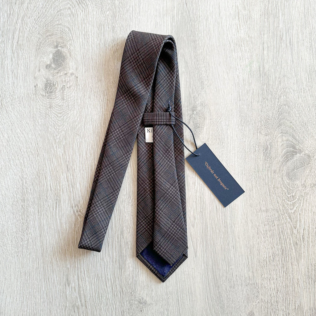 Drake's X Kingsman Prince Of Wales Check Dark Grey Wool Tie - House Of Huntington