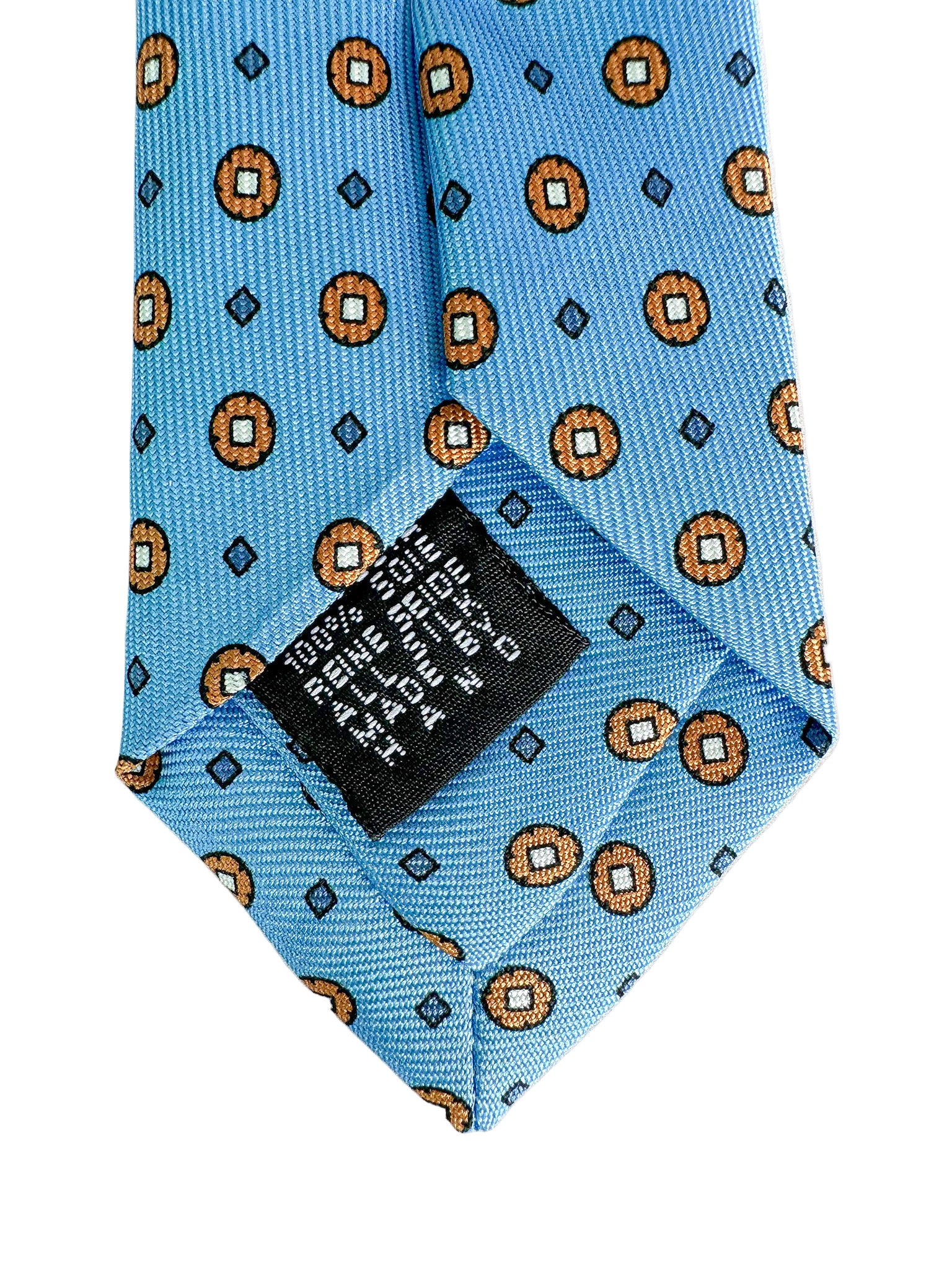 Drake's Seidenkrawatte mit blauem Kreis-Diamant-Print