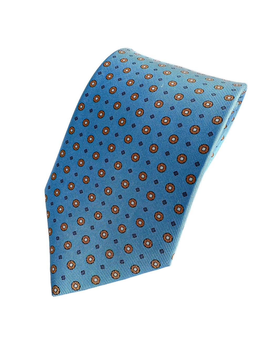 Drake's Blue Circle Diamond Print Silk Tie