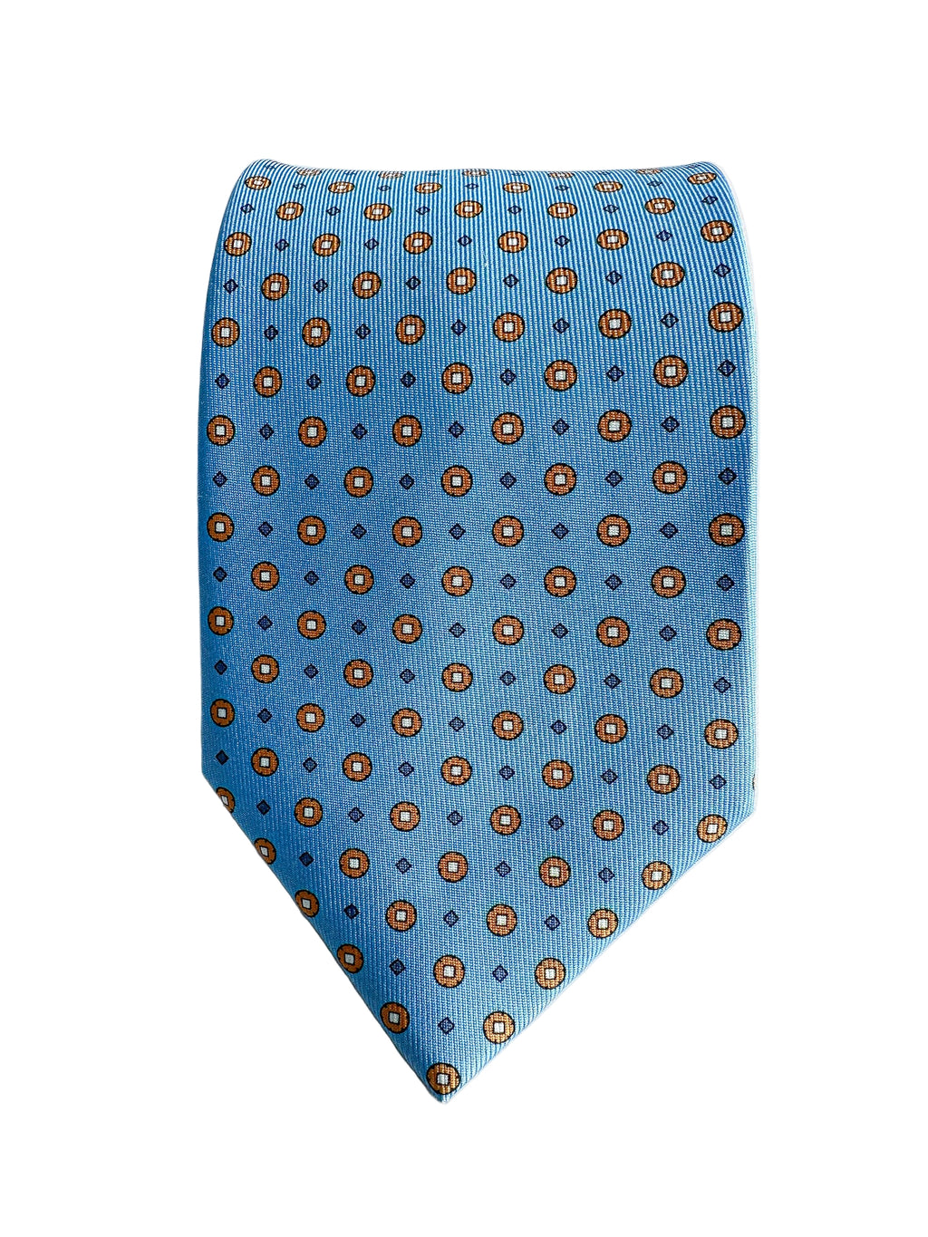 Drake's Seidenkrawatte mit blauem Kreis-Diamant-Print