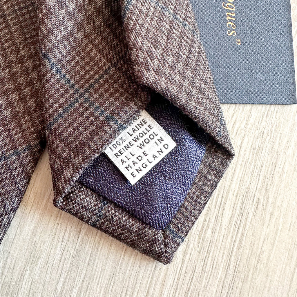 Drake's X Kingsman Prince Of Wales Check Dark Grey Wool Tie - House Of Huntington