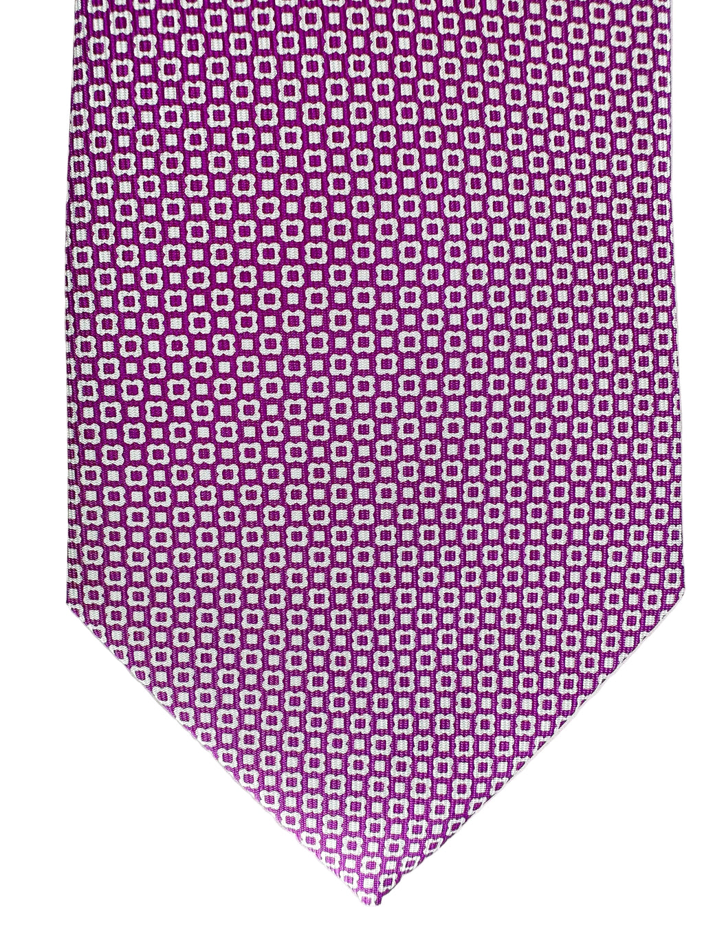 Drake's Purple White Floral Silk Tie