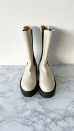 Stuart Weitzman Presley Chunky Chelsea Oat White Utility Boots