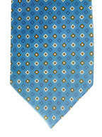 Drake's Hellblaue Seidenkrawatte mit Diamantmuster in Senfgelb