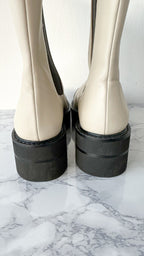 Stuart Weitzman Presley Chunky Chelsea Oat White Utility Boots