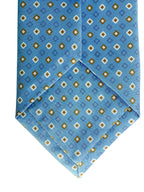 Drake's Hellblaue Seidenkrawatte mit Diamantmuster in Senfgelb