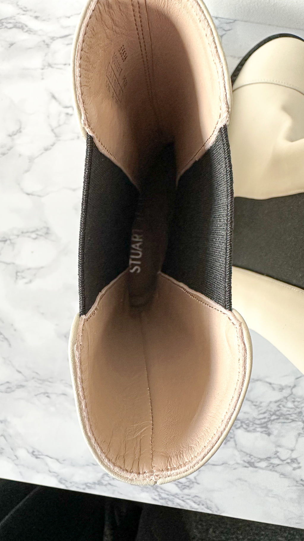 Stuart Weitzman Presley Chunky Chelsea Oat White Utility Boots