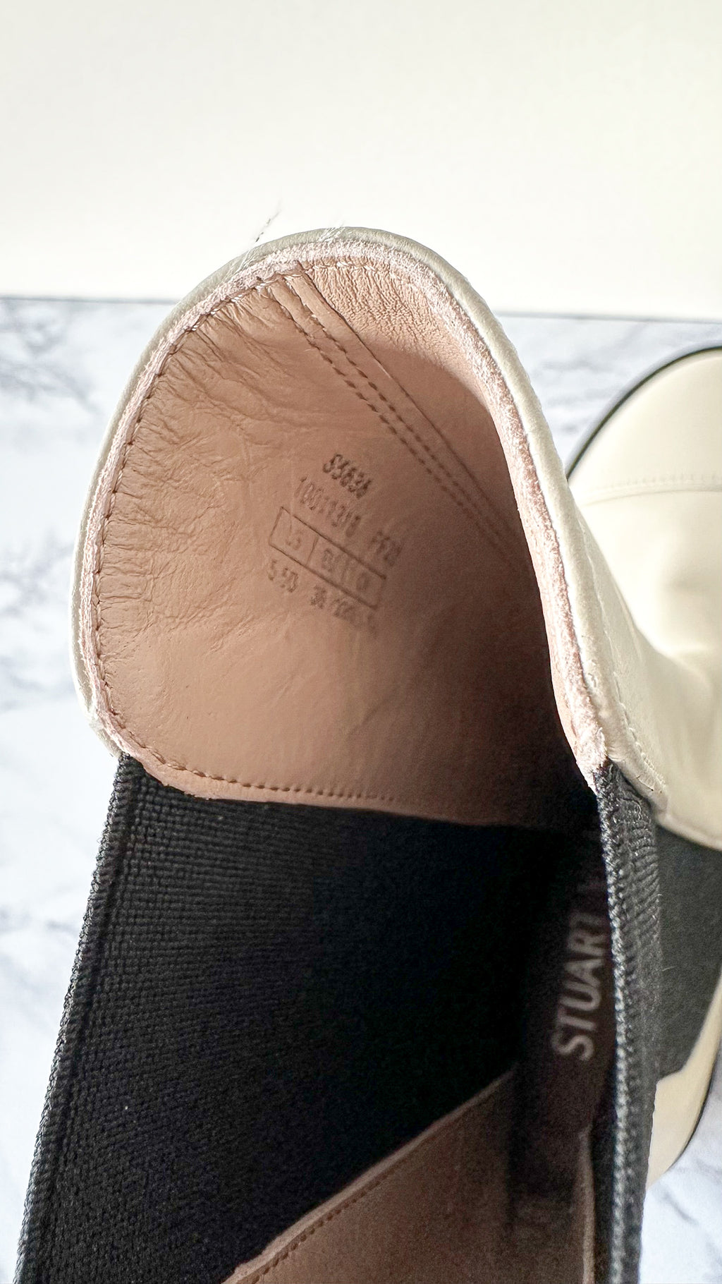 Stuart Weitzman Presley Chunky Chelsea Oat White Utility Boots