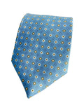Drake's Light Blue Mustard Diamond Print Silk Tie