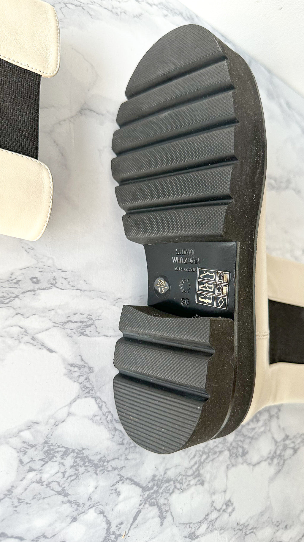 Stuart Weitzman Presley Chunky Chelsea Oat White Utility Boots