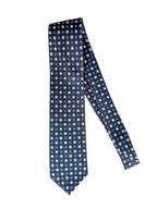 Drake's Navy Aztec Square Print Silk Tie