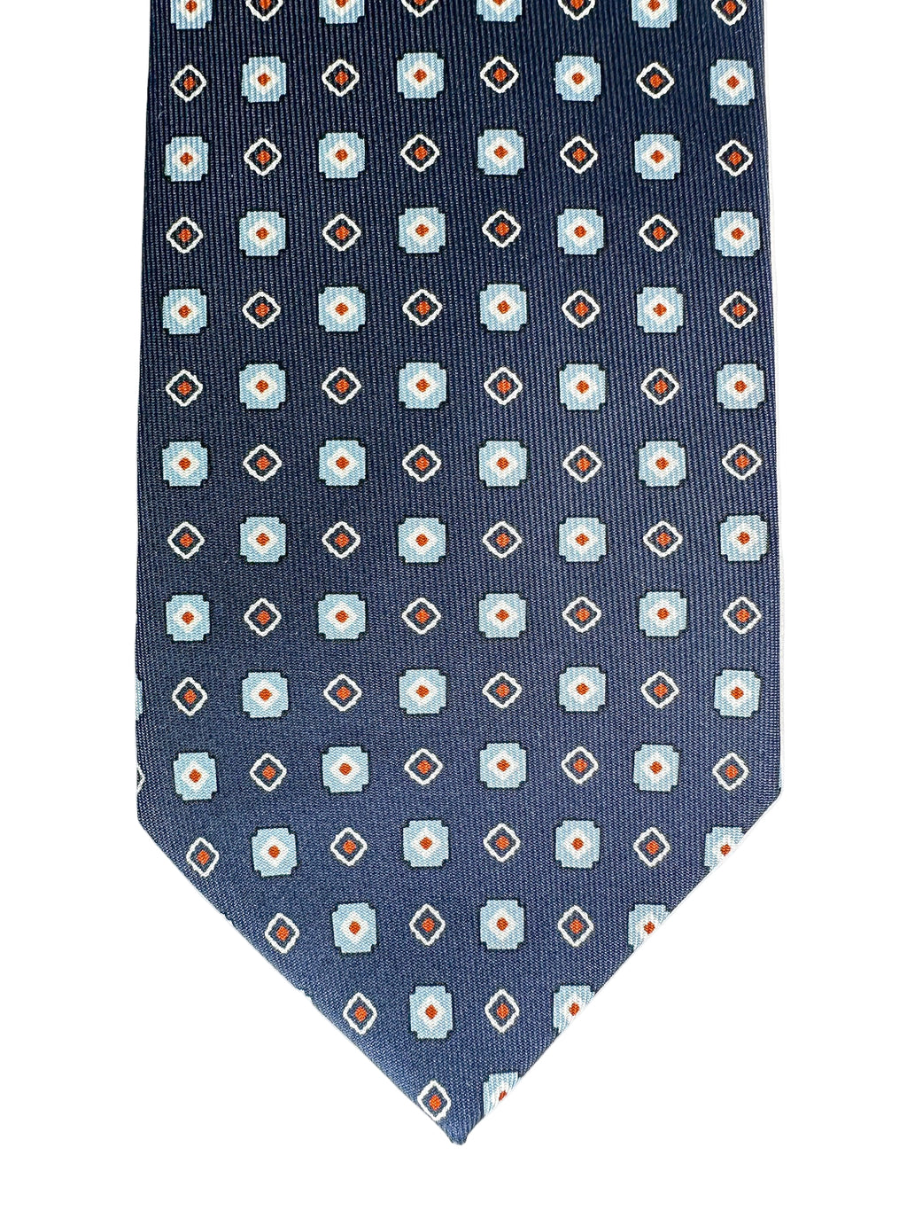 Drake's Navy Aztec Square Print Silk Tie
