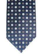 Drake's Navy Aztec Square Print Silk Tie