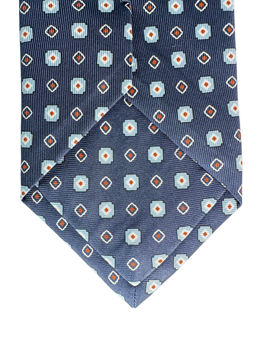 Drake's Navy Aztec Square Print Silk Tie