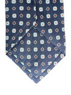 Drake's Navy Aztec Square Print Silk Tie