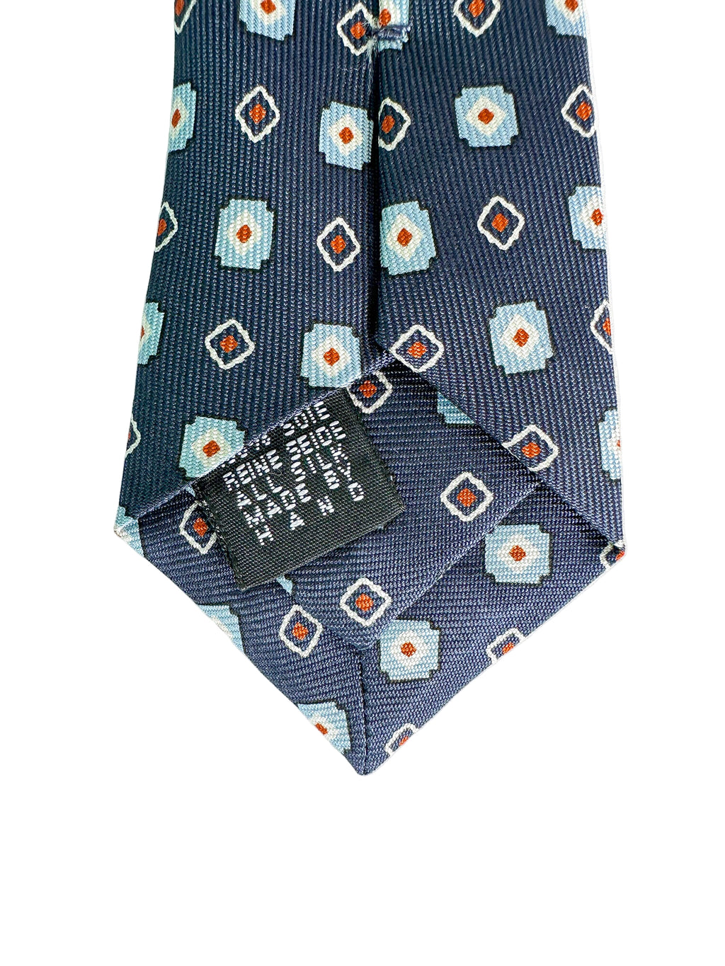 Drake's Navy Aztec Square Print Silk Tie