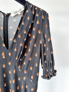 Diane Von Fursternberg Black V-Neck Crepe Printed Dress - House Of Huntington