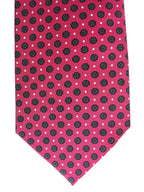 Drake's Dark Pink Daisy Floral Print Silk Tie
