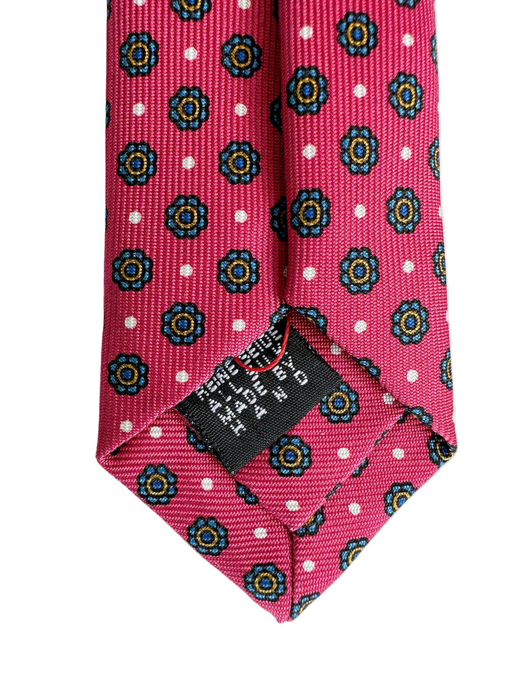 Drake's Dark Pink Daisy Floral Print Silk Tie