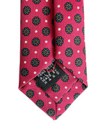 Drake's Dark Pink Daisy Floral Print Silk Tie