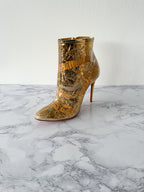 Christian Louboutin Booty Cap 100 Creased-Foil Perspex Ankle Boots (EU 35)