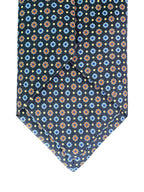 Drake's Navy Floral Silk Tie With Dark Orange Blue Floral