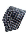 Drake's Navy Floral Silk Tie With Dark Orange Blue Floral