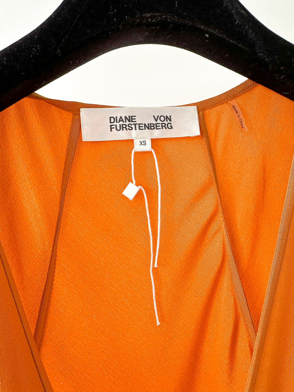 Diane Von Furstenberg DVF Orange Crepe De Chine Silk Wrap Blouse Top - House Of Huntington