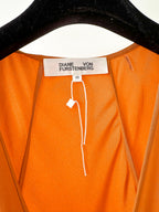 Diane Von Furstenberg DVF Orange Crepe De Chine Silk Wrap Blouse Top - House Of Huntington