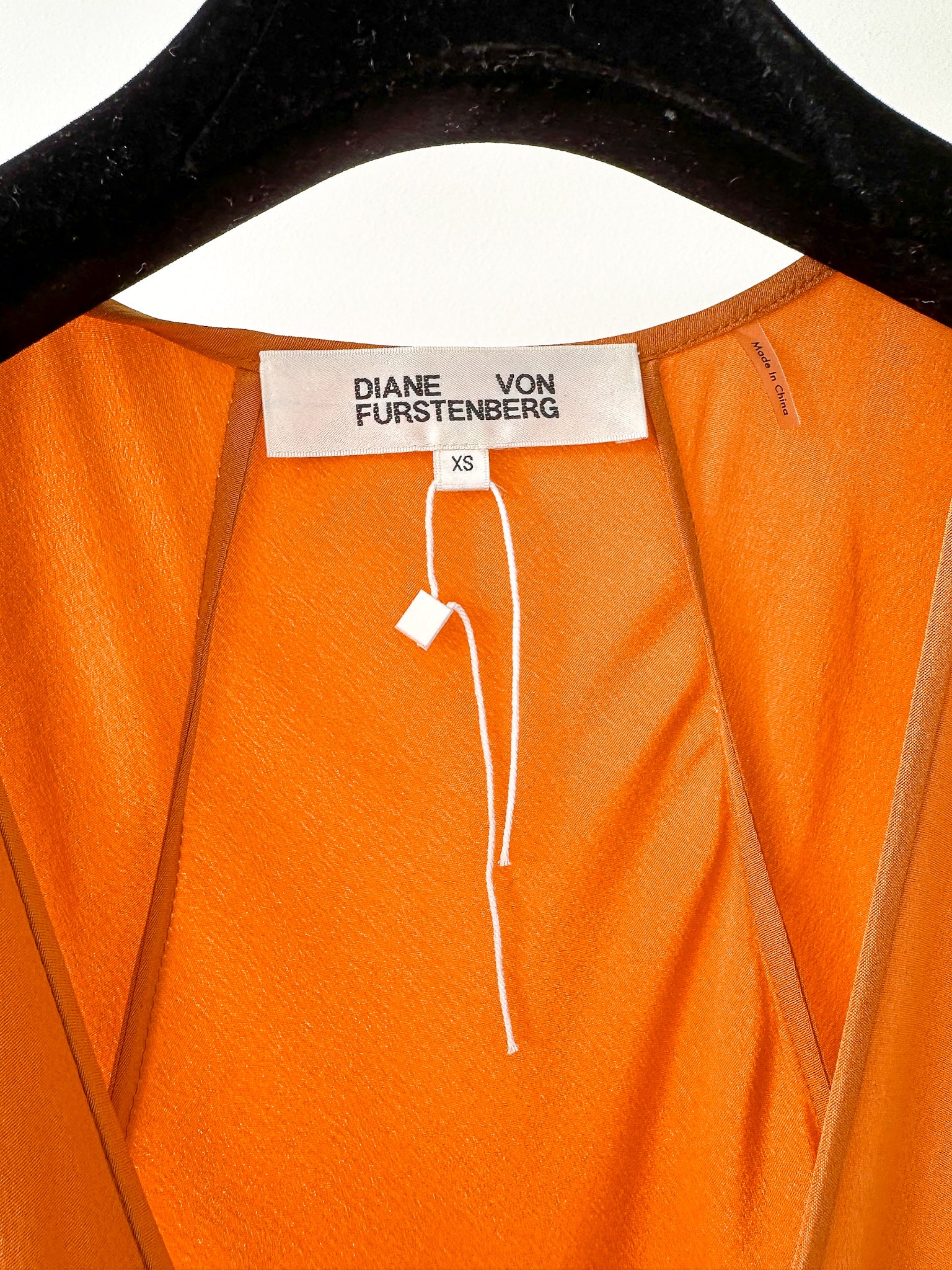 Diane Von Furstenberg DVF Orange Crepe De Chine Silk Wrap Blouse Top - House Of Huntington