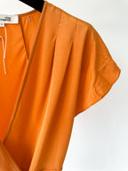Diane Von Furstenberg DVF Orange Crepe De Chine Silk Wrap Blouse Top - House Of Huntington