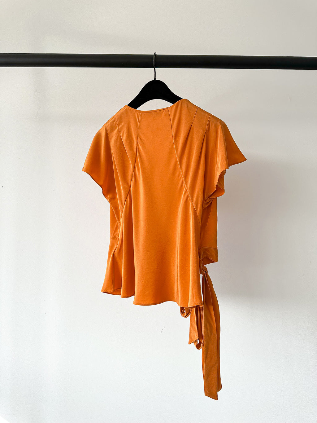 Diane Von Furstenberg DVF Orange Crepe De Chine Silk Wrap Blouse Top - House Of Huntington