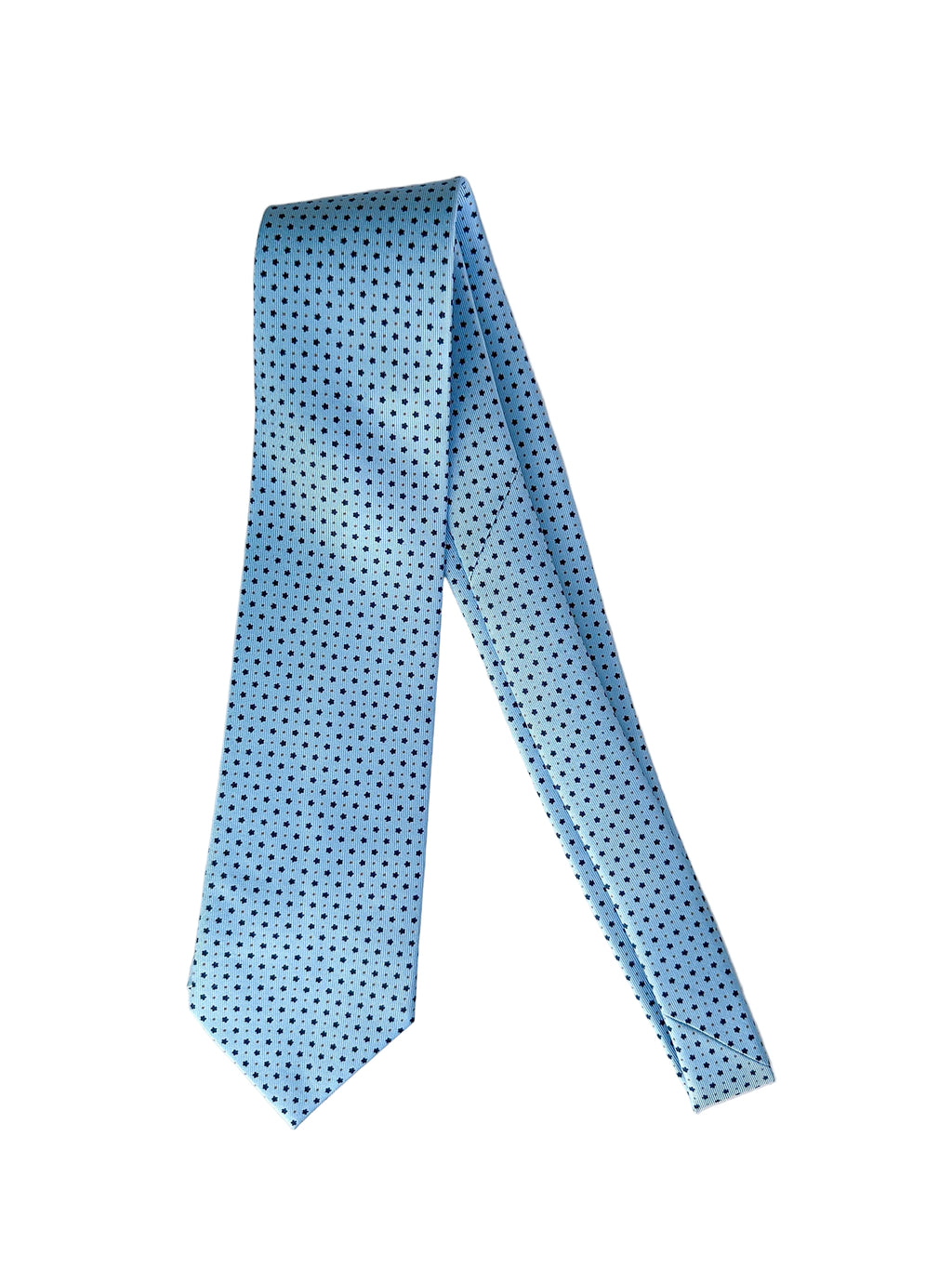 Drake's – Hellblaue Seidenkrawatte mit gepunktetem Blumenmuster