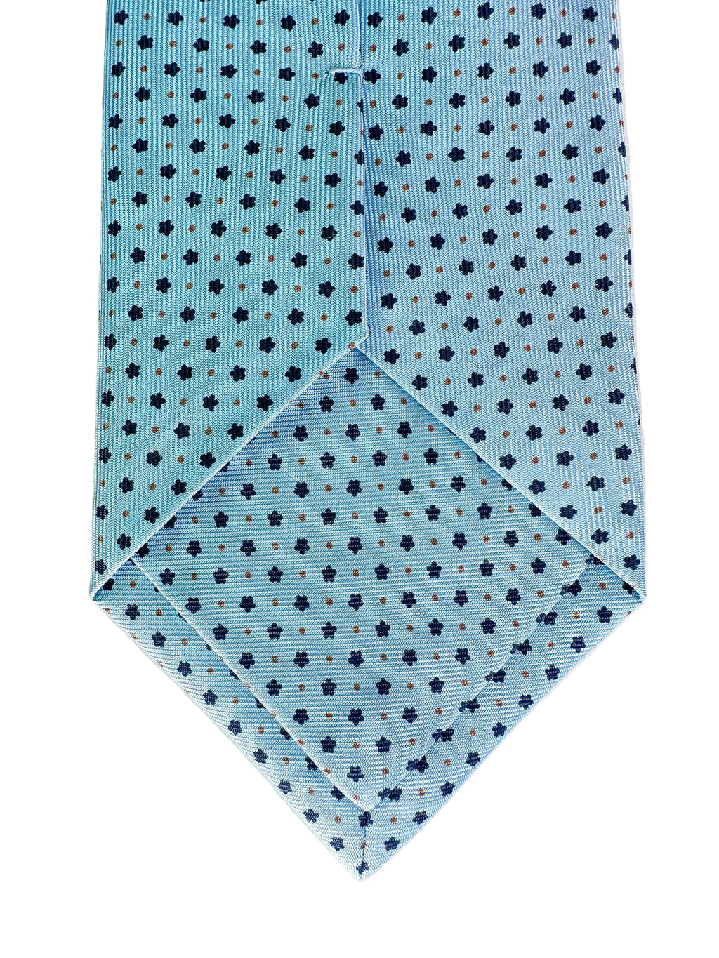 Drake's – Hellblaue Seidenkrawatte mit gepunktetem Blumenmuster