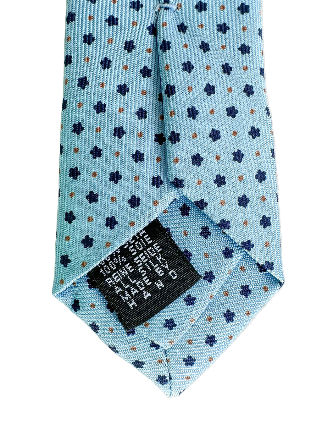 Drake's – Hellblaue Seidenkrawatte mit gepunktetem Blumenmuster