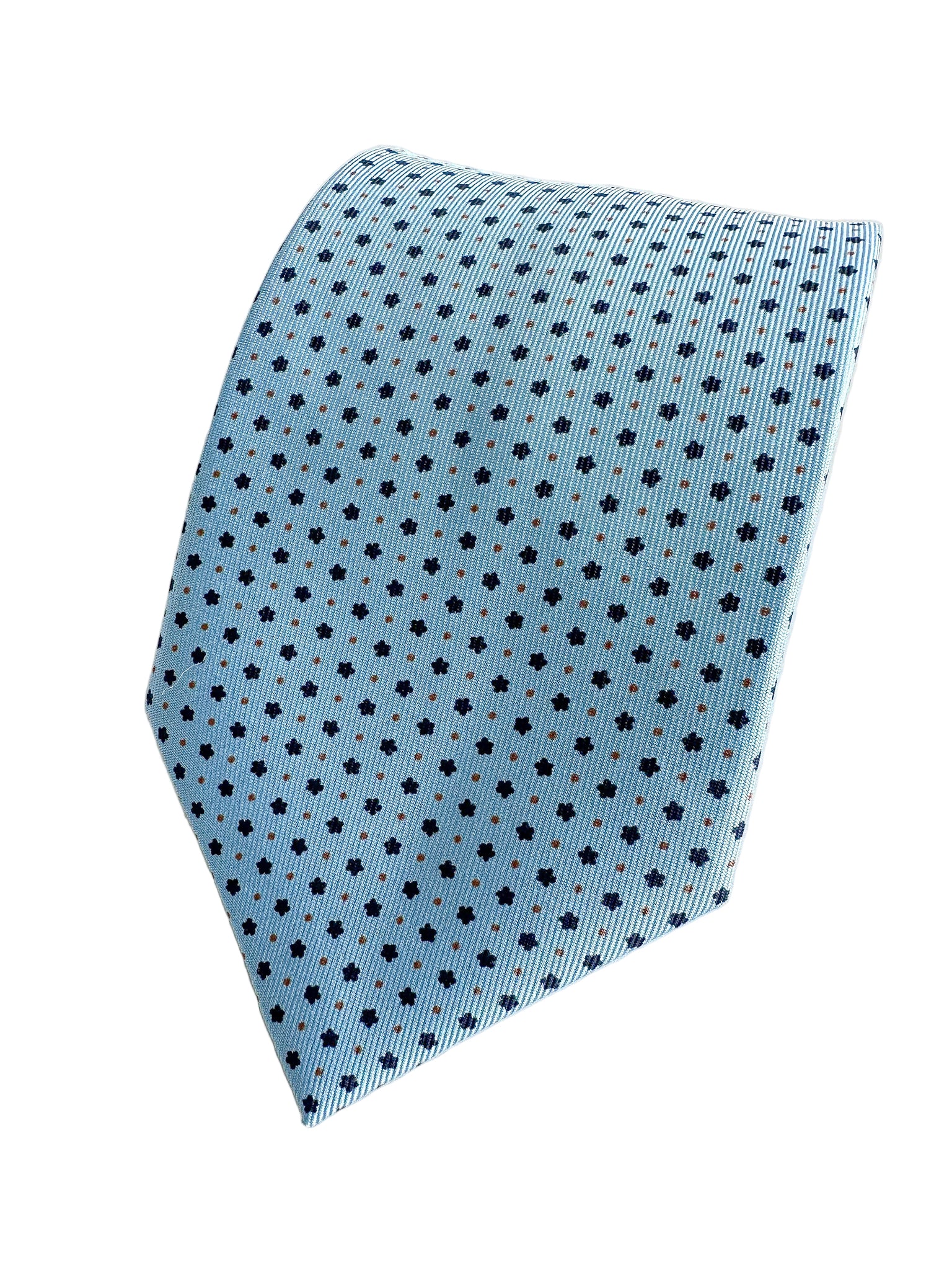 Drake's – Hellblaue Seidenkrawatte mit gepunktetem Blumenmuster