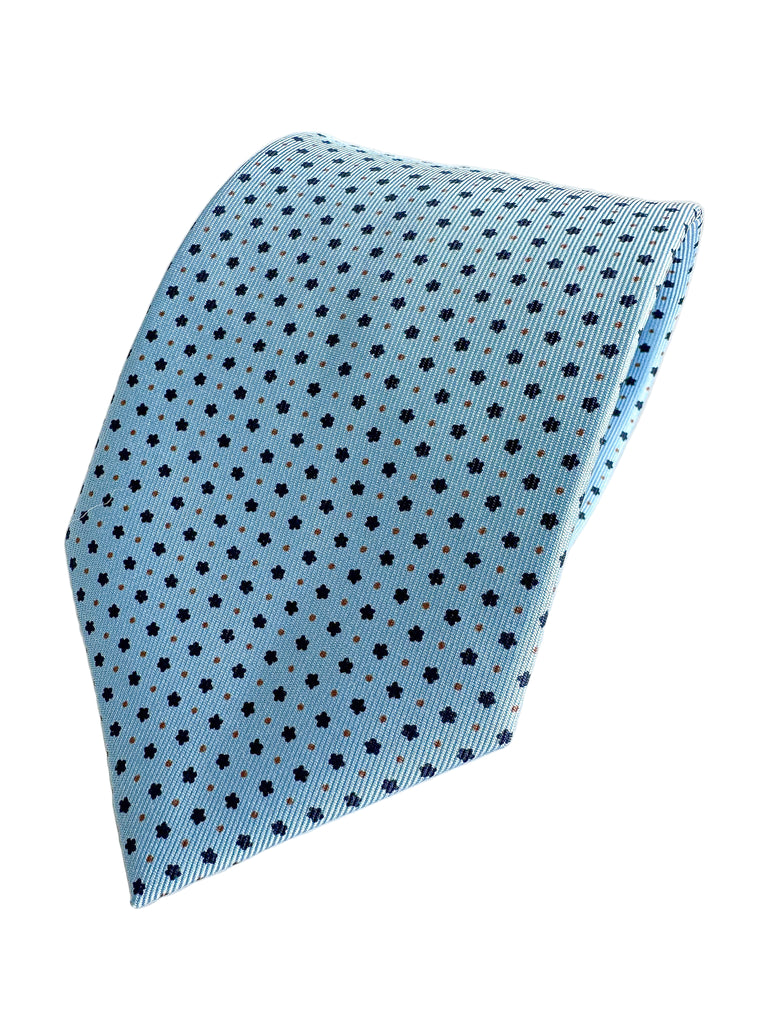 Drake's Light Blue Dot Floral Silk Tie